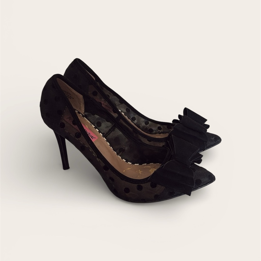 Betsey Johnson Black Polka Dot Heels